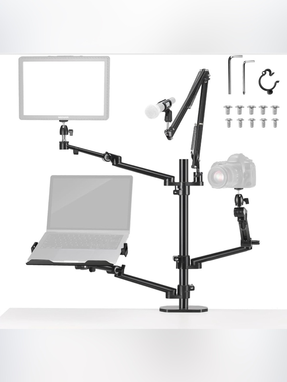 NWT NEEWER DS007 Overhead Camera Stand Desk Mount Rig 4 Boom Arms